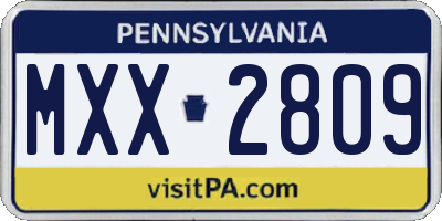 PA license plate MXX2809