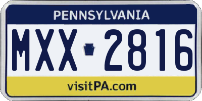 PA license plate MXX2816