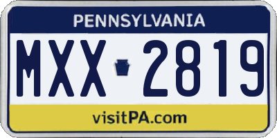 PA license plate MXX2819