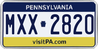 PA license plate MXX2820