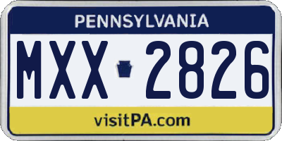 PA license plate MXX2826