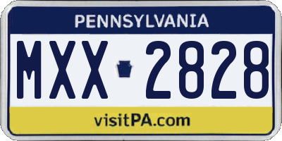 PA license plate MXX2828