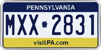 PA license plate MXX2831