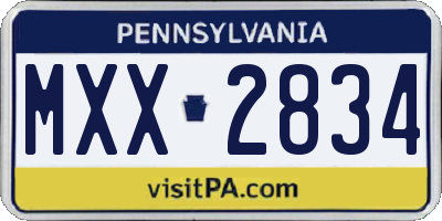 PA license plate MXX2834