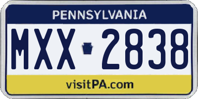 PA license plate MXX2838