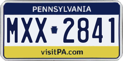 PA license plate MXX2841