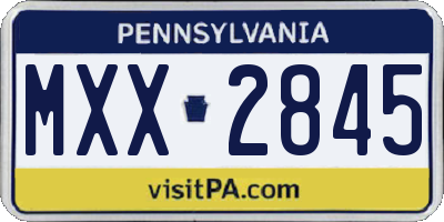 PA license plate MXX2845
