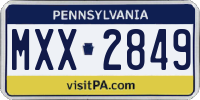 PA license plate MXX2849