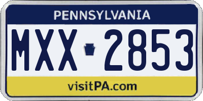 PA license plate MXX2853