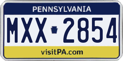 PA license plate MXX2854