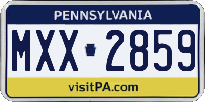 PA license plate MXX2859