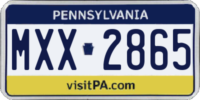 PA license plate MXX2865