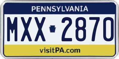PA license plate MXX2870