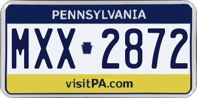 PA license plate MXX2872