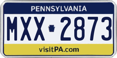PA license plate MXX2873