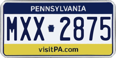 PA license plate MXX2875