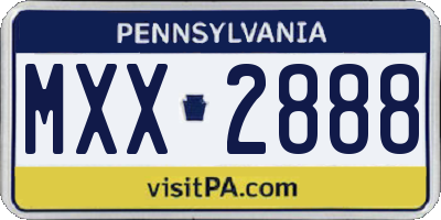PA license plate MXX2888