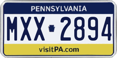 PA license plate MXX2894