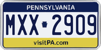 PA license plate MXX2909