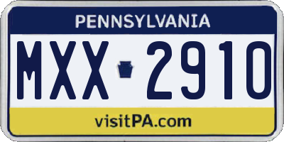 PA license plate MXX2910