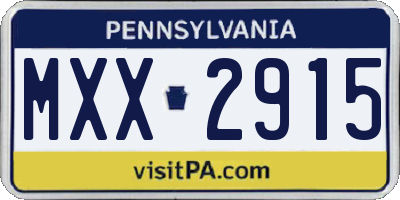 PA license plate MXX2915