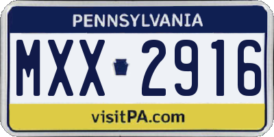 PA license plate MXX2916