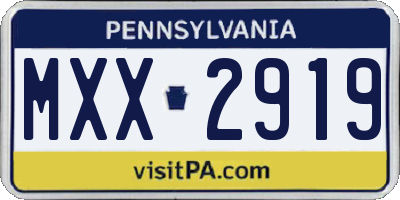 PA license plate MXX2919