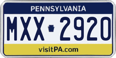 PA license plate MXX2920