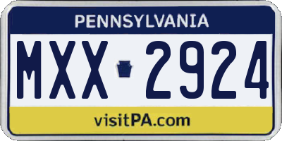 PA license plate MXX2924