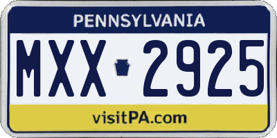 PA license plate MXX2925
