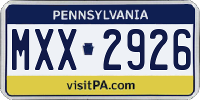 PA license plate MXX2926