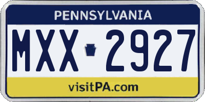 PA license plate MXX2927