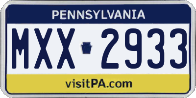PA license plate MXX2933