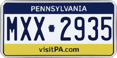 PA license plate MXX2935