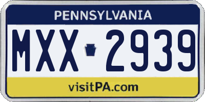 PA license plate MXX2939