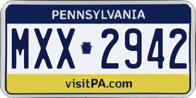 PA license plate MXX2942