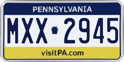 PA license plate MXX2945