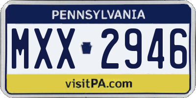 PA license plate MXX2946