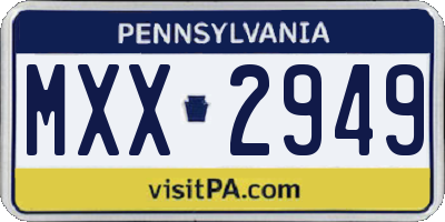 PA license plate MXX2949
