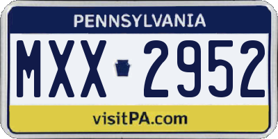 PA license plate MXX2952