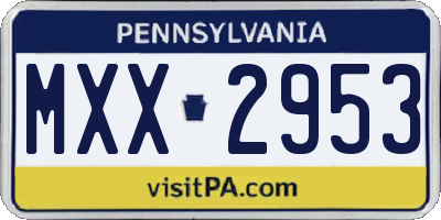 PA license plate MXX2953