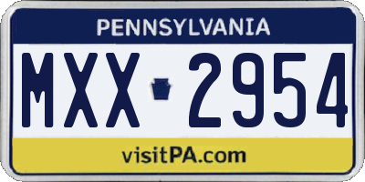 PA license plate MXX2954
