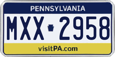 PA license plate MXX2958