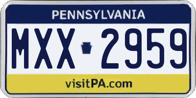 PA license plate MXX2959