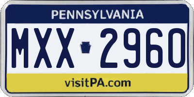 PA license plate MXX2960