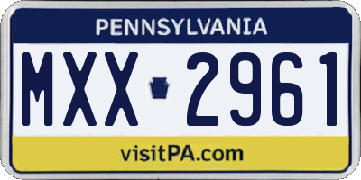 PA license plate MXX2961