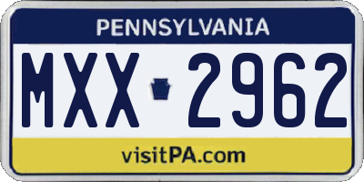 PA license plate MXX2962