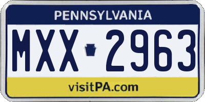 PA license plate MXX2963