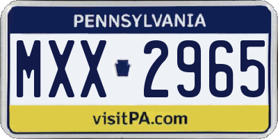 PA license plate MXX2965
