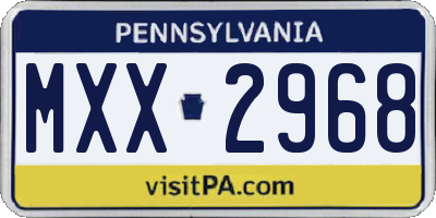 PA license plate MXX2968